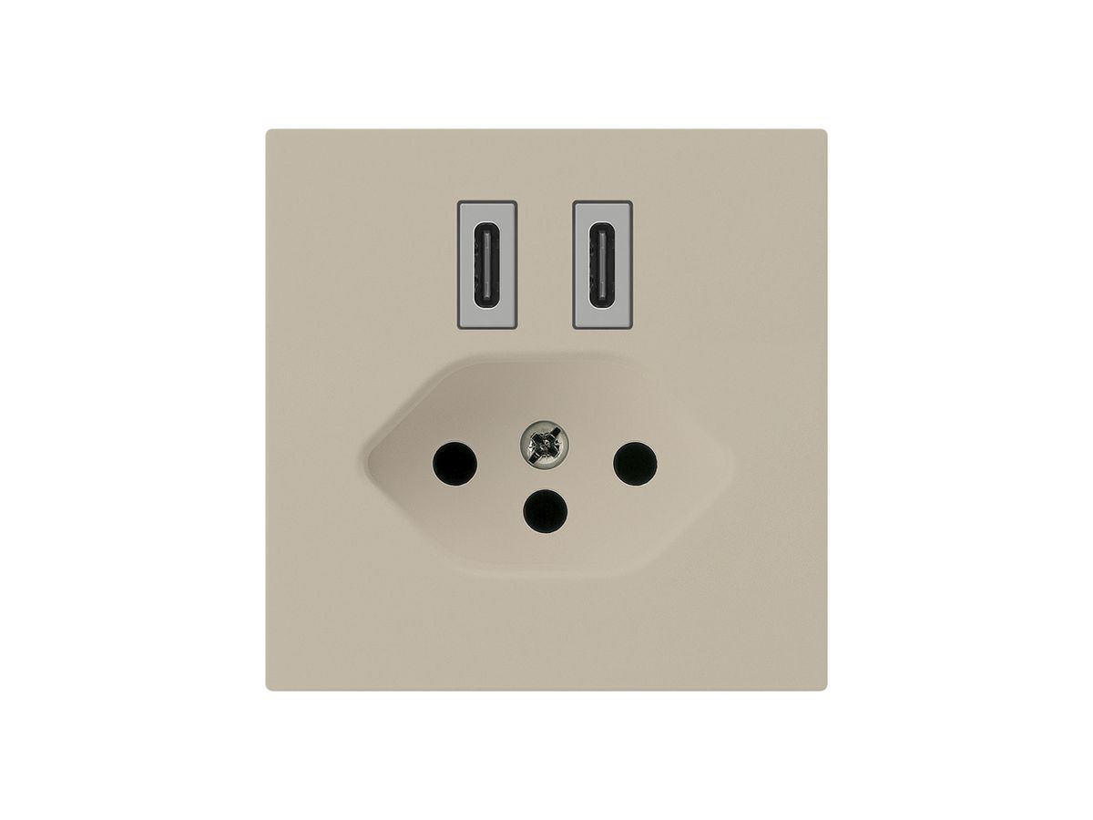 USB-Ladesteckdose Hager kallysto C-C 20W+T13 5V 60×60mm beige