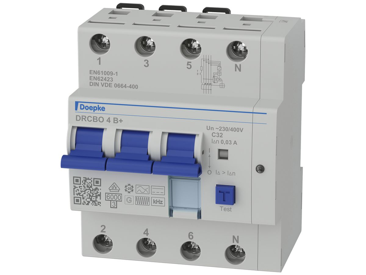 Fehlerstrom-/Leitungsschutzschalter Doepke DRCBO 4 Typ B 3L+N 32A 30mA 6kA C