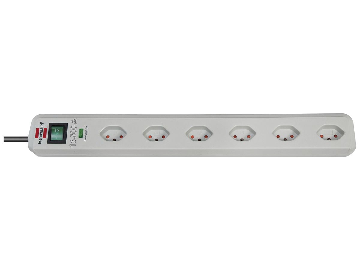 Steckdosenleiste Eco-Line Schalter max.13500A 6×T13 90° 1.5m H05VV-F 3×1mm² lgu