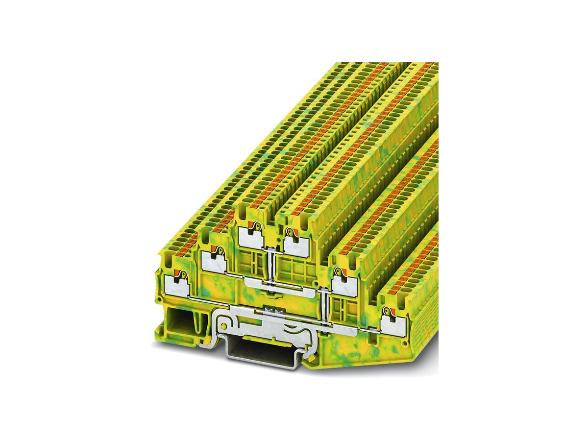 Dreistock-Reihenklemme Push-In 0.14…1.5mm² grün-gelb