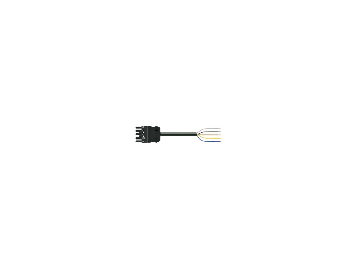 Anschlussleitung MIDI 5×1.5mm² 16A 400V 5m Cod.A Buchse-freie Ende schwarz Cca