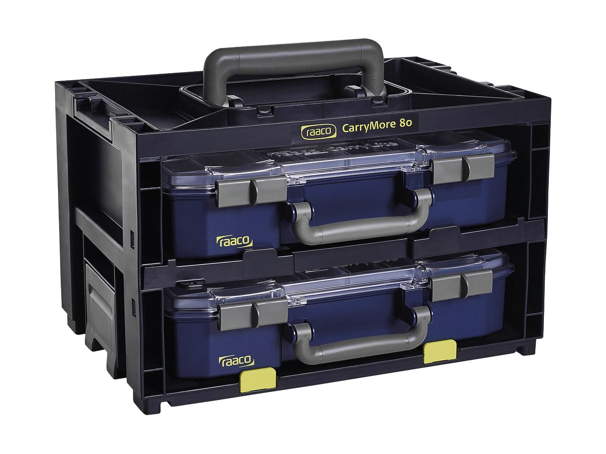 Sortimentskoffer CIMCO CarryMore 80 2×CarryLite 80 Raster 4×8 9×Einsätze