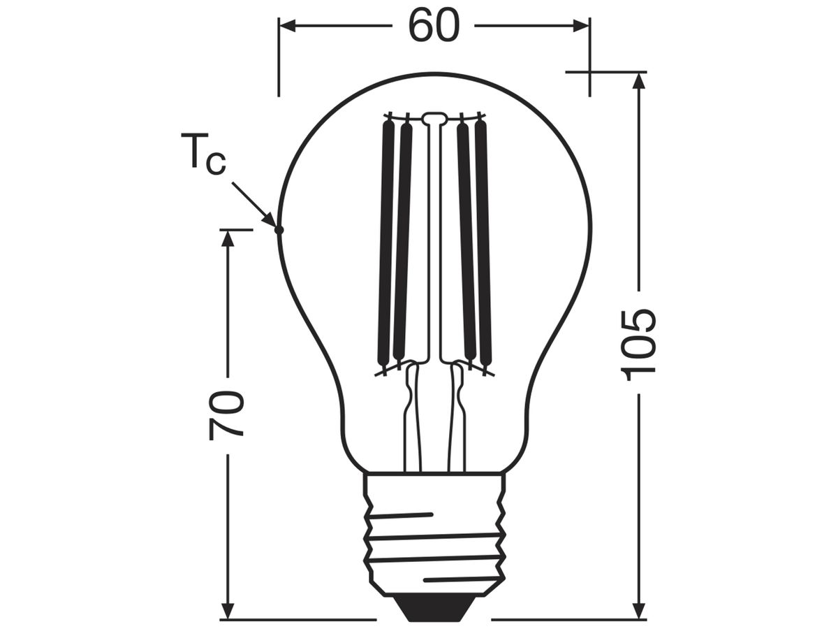 LED-Lampe LEDVANCE CLASSIC A E27 3.8W 806lm 2700K DIM Ø60×105mm Typ A klar