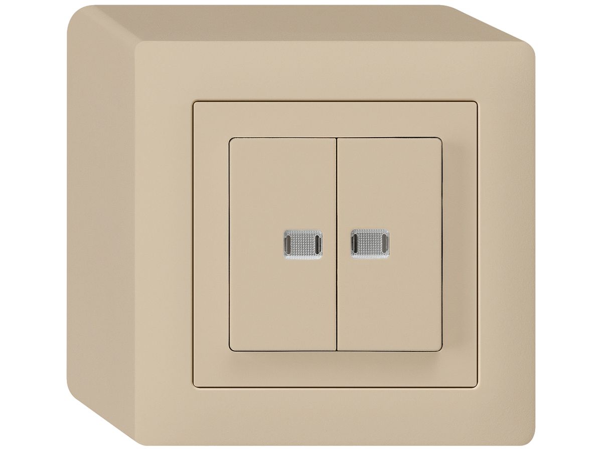 AP-Leuchtdruckschalter kallysto 1/3+3/1 mit 2 Linsen beige