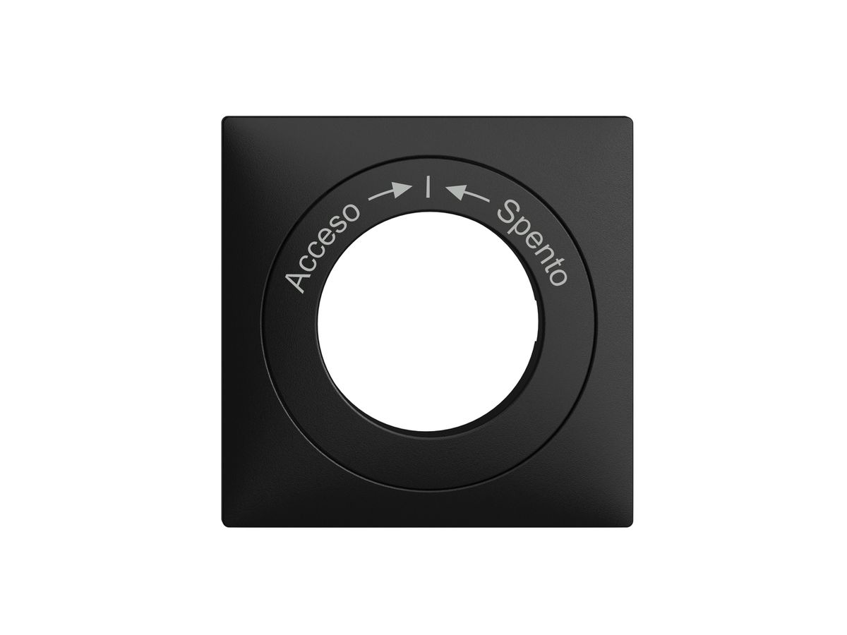 Frontset Acceso->I<-Spento EDIZIOdue schwarz 60×60mm für Schlüsselschalter