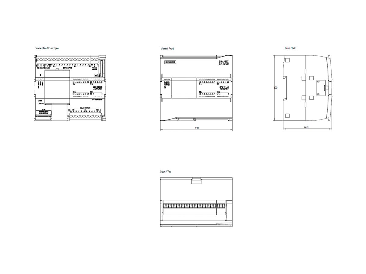 SPS-Grundgerät Siemens SIMATIC S7-1200 CPU 1214C AC/DC/Relais 24V