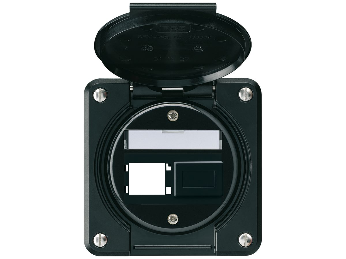 UP-Montageset robusto IP55 Frontauslass für 2×R&M schwarz