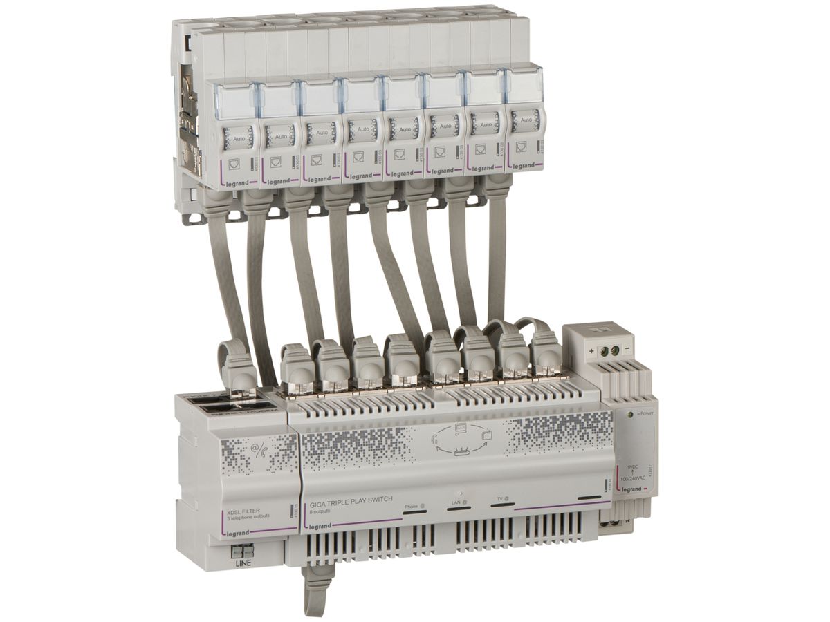 Komplettset Netzwerk Legrand Optimum TriplePlayGigabit für 8 RJ45