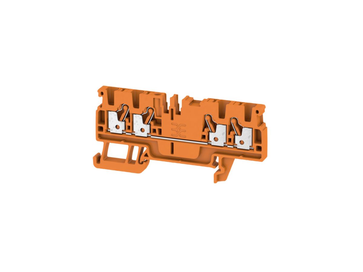 Durchgangs-Reihenklemme Weidmüller A4C PUSH IN 2.5mm² 4 Anschlüsse TS35 orange