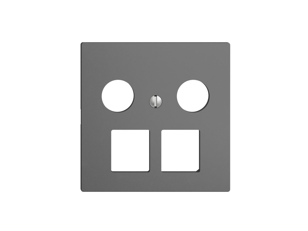 Abdeckset EDIZIOdue F, f.Multimediadose 5…2000MHz, f.2×RJ45 Keystone dunkelgrau