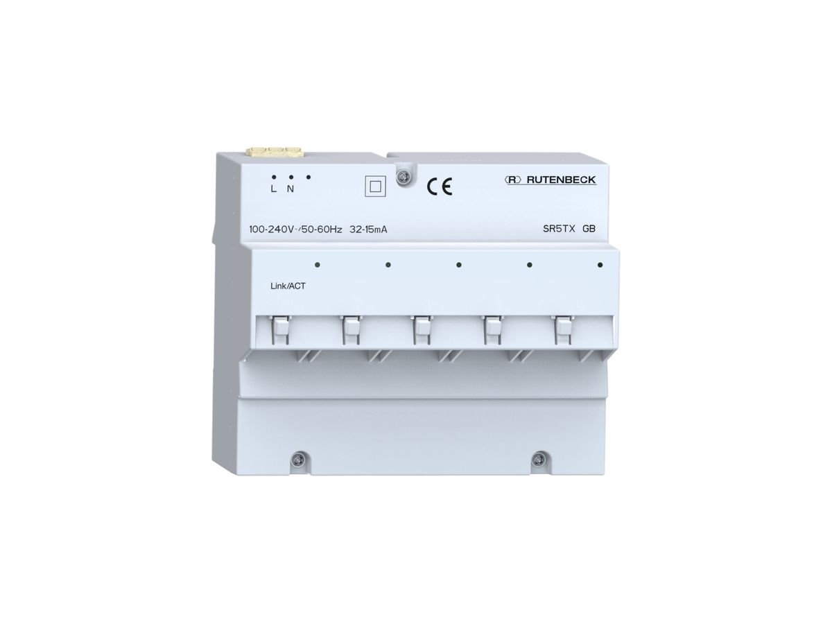 REG-Gigabit-Switch Rutenbeck SR 5TX GB, 5×RJ45, 6TE