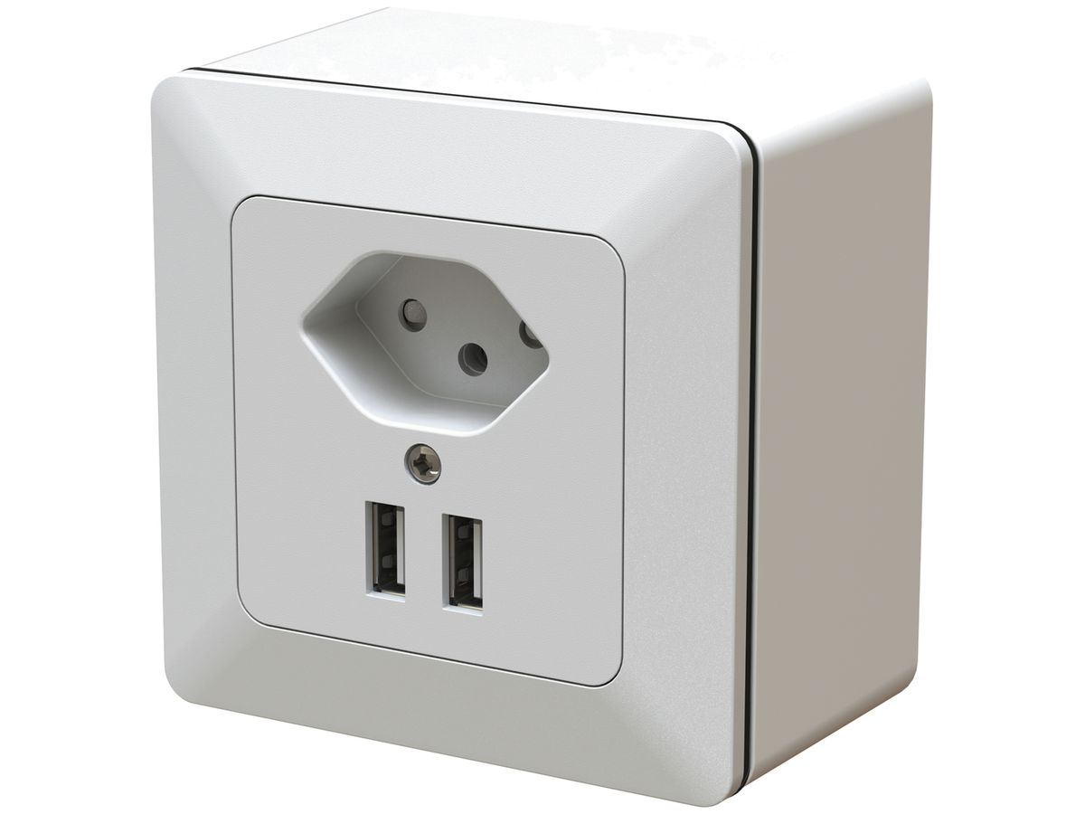 AP-Kleinkombination MH priamos, Steckdose T13 / USB-Ladesteckdose 2.4A/5VDC, ws