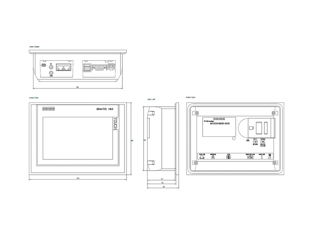 EB-SPS-Touchpanel 7" Siemens SIMATIC HMI TP700 Comfort 24VDC, TFT