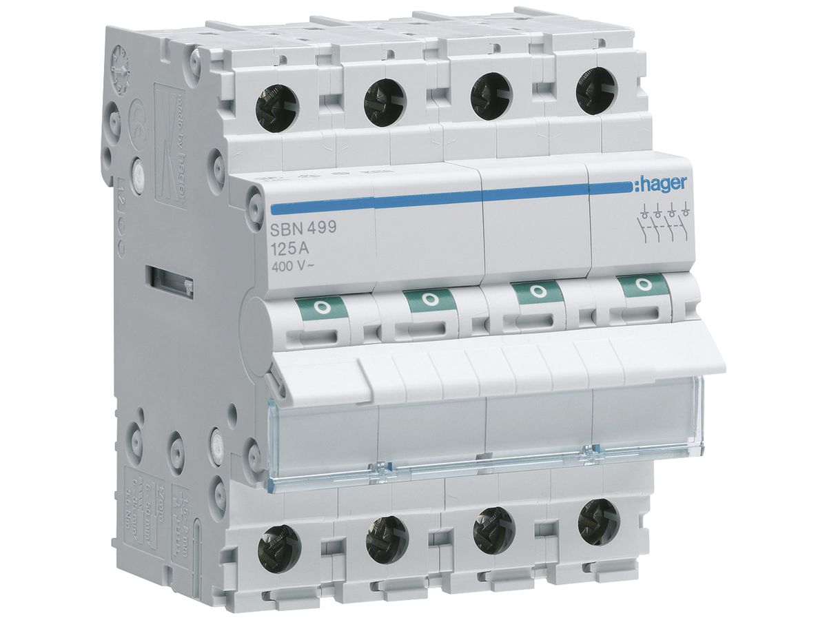 REG-Ausschalter Hager 125A 400V 4 Schliesser 0 Öffner 0 Wechsler 4TE