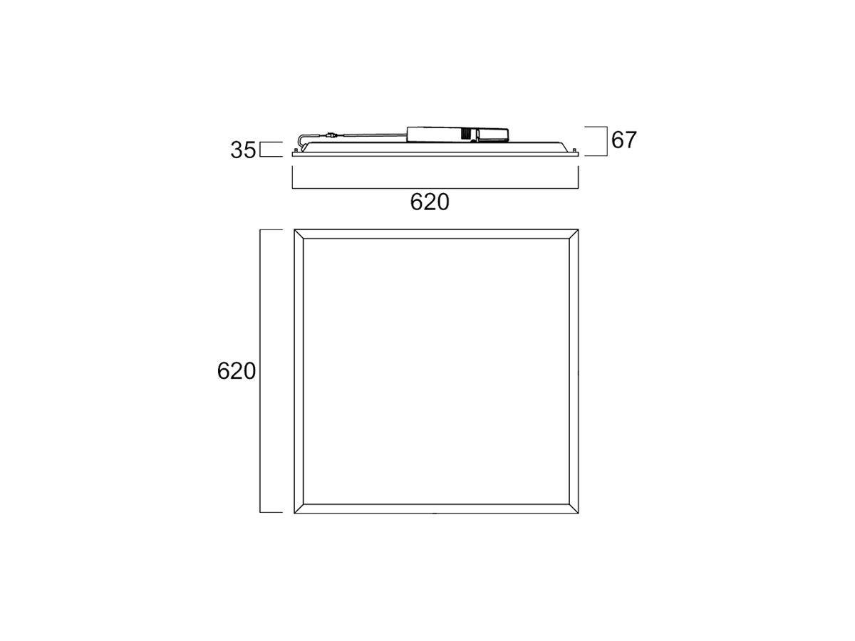 LED-Panelleuchte Sylvania Quantum 625×625 Multipower 28W 4500lm 840 IP54/IP20