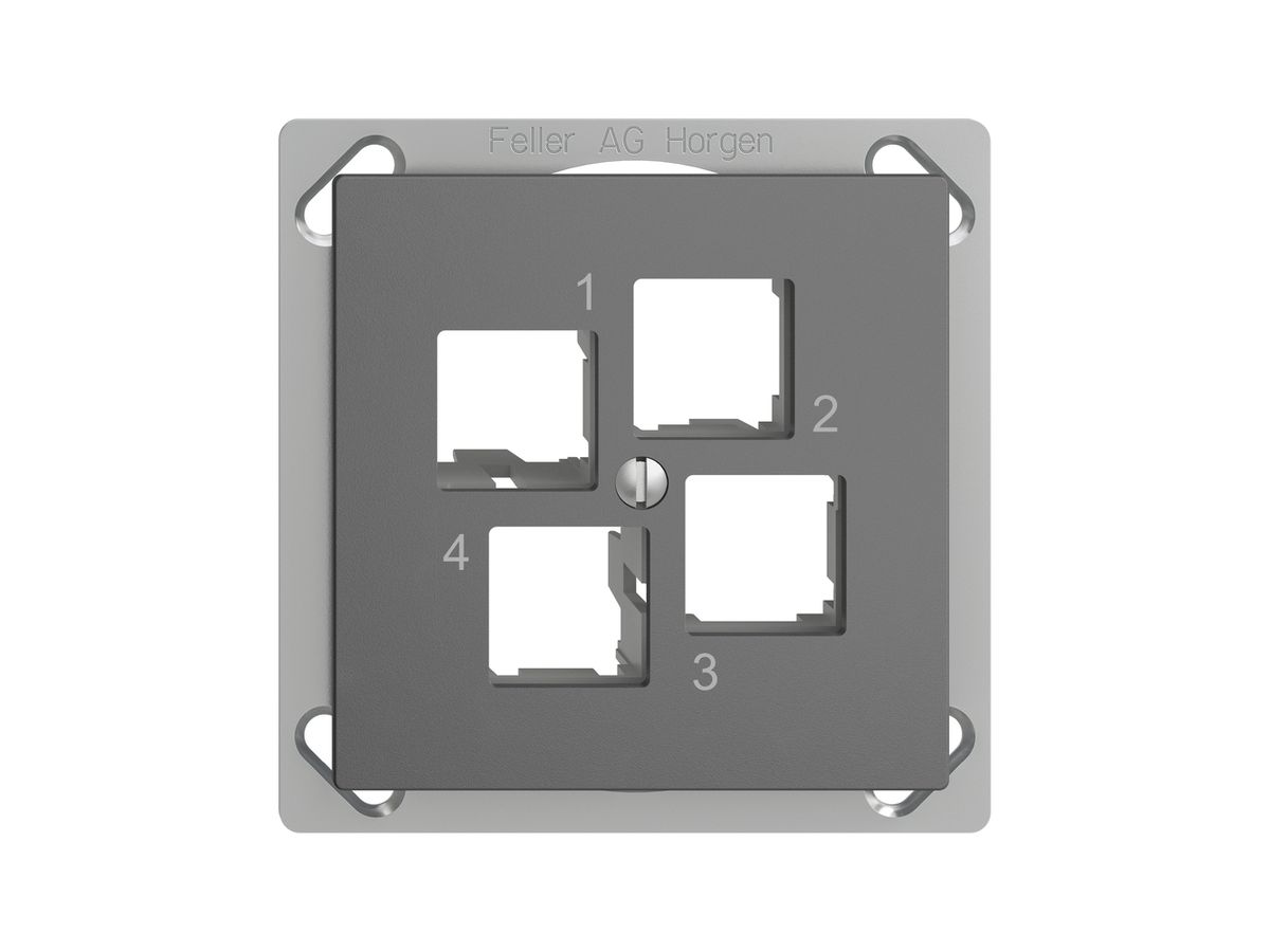 EB-Montageset Edue FM.TE EASYNET S-One, für 4×RJ45, geradeauslass, dunkelgrau