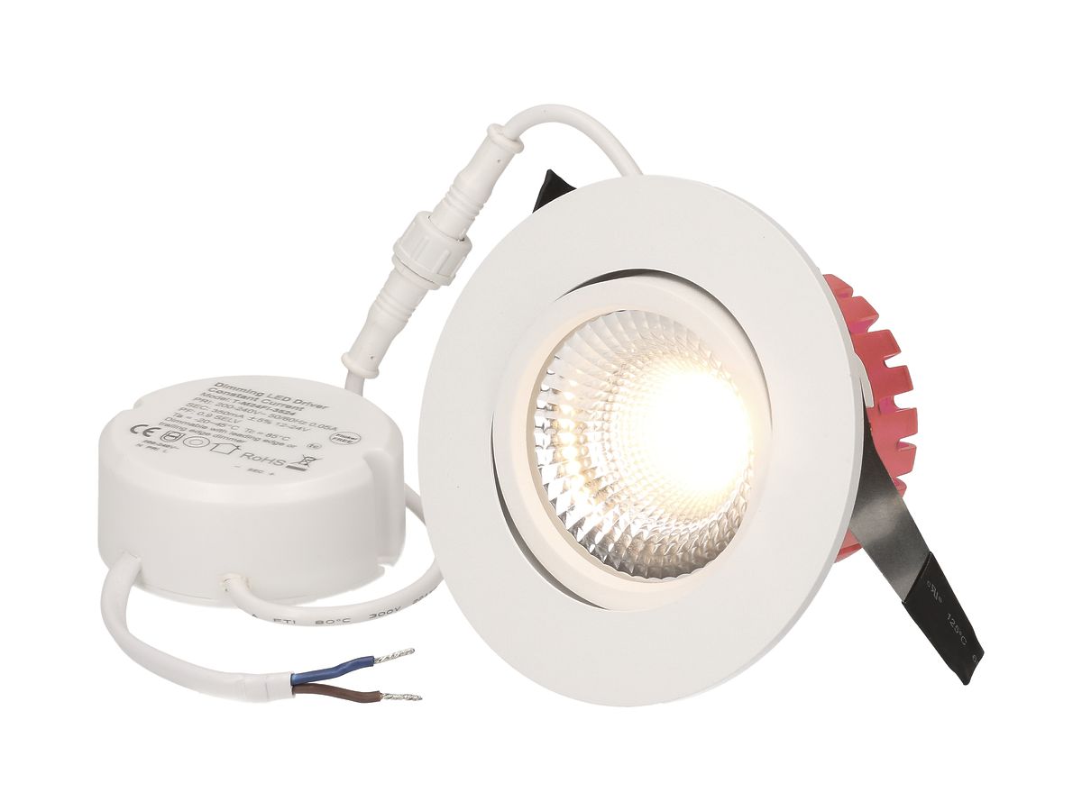 EB-LED-Spot maxLUCE SOLVO-IP65 8W 230V DIM 750lm 930 Loch-Ø80mm 38° IP65 weiss