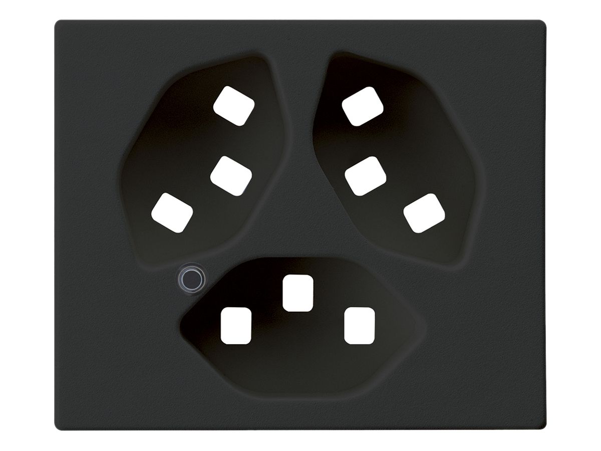 Frontplatte zu FLF-Steckdose Hager 3×Typ 23 beleuchtet Z schwarz