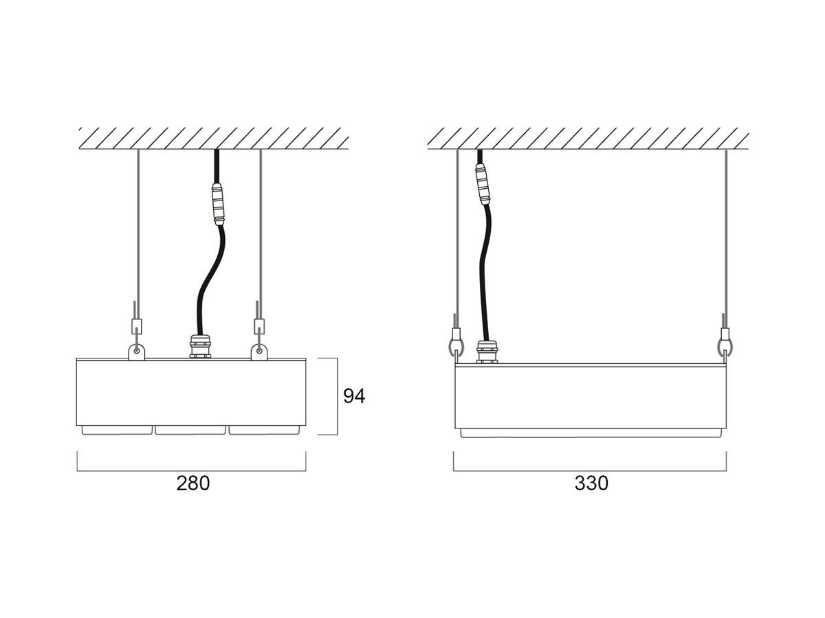 LED-Hallenstrahler Sylvania KubiXx AISLE 83W 14400lm 840 IP65 DALI 330×280