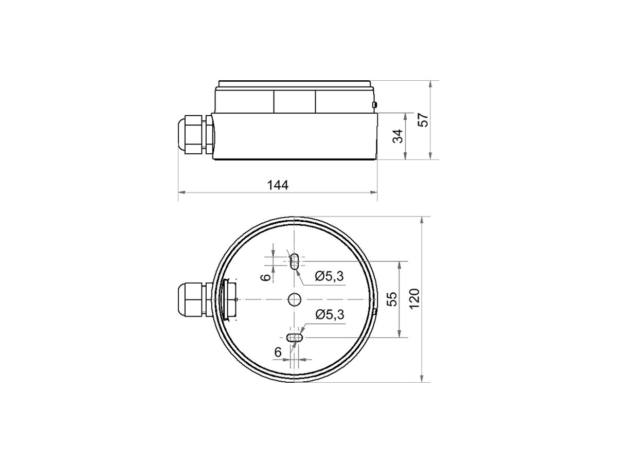 Adapter WERMA Maxi, für Signalsäule, seitlische Kabelverschraubung, grau