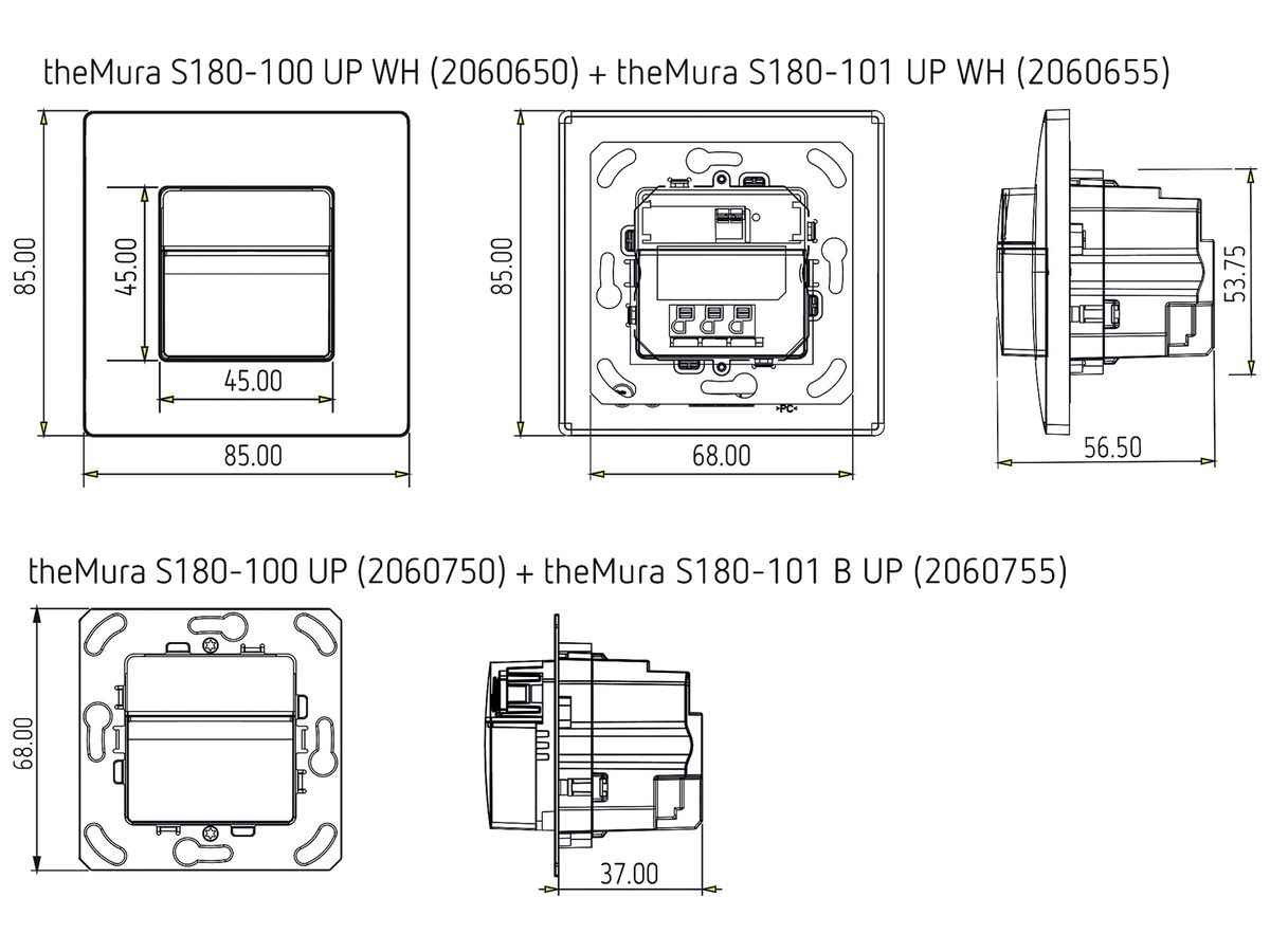 UP-Bewegungsmelder theMura S180-100 2W, Design Theben, weiss