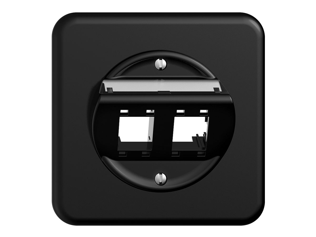UP-Montageset Sdue QMI, mit Schrägauslasshaube 2×RJ45 freenet schwarz