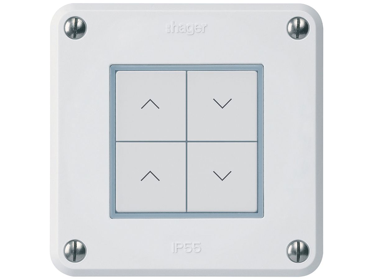 KNX-Storentaster Hager BA robusto A 4-fach 86×86mm weiss