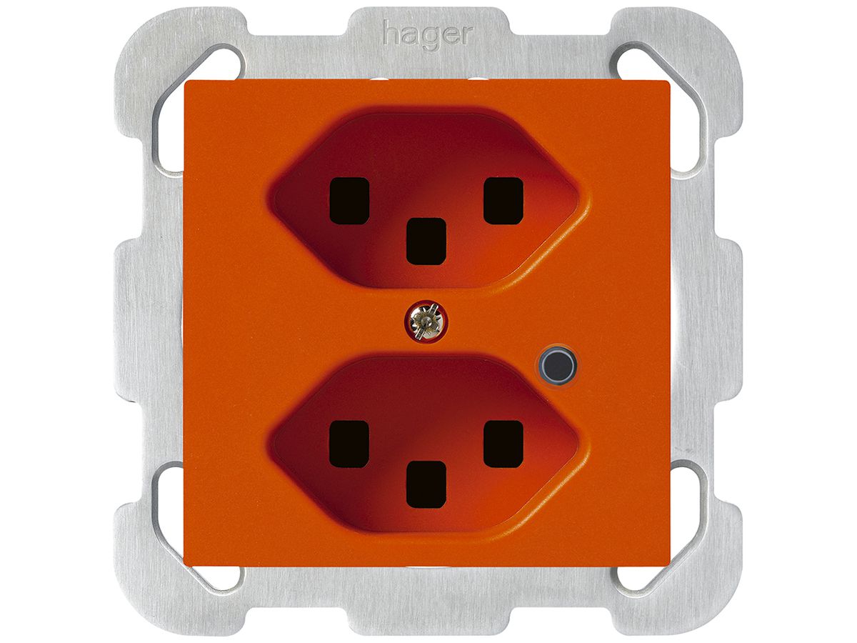 UP-Steckdose Hager kallysto 2×T23 beleuchtet B orange