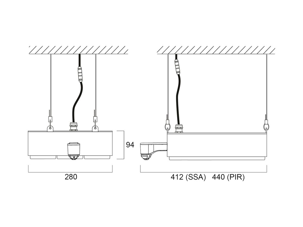 LED-Hallenstrahler Sylvania KubiXx WIDE PIR 83W 14300lm 840 IP65 DIM 412×280