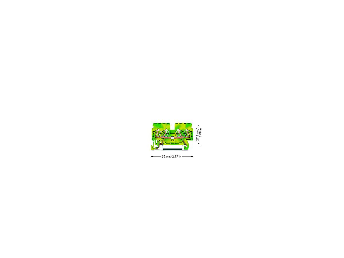 Klemme WAGO 4L 0.8…4mm² grün-gelb