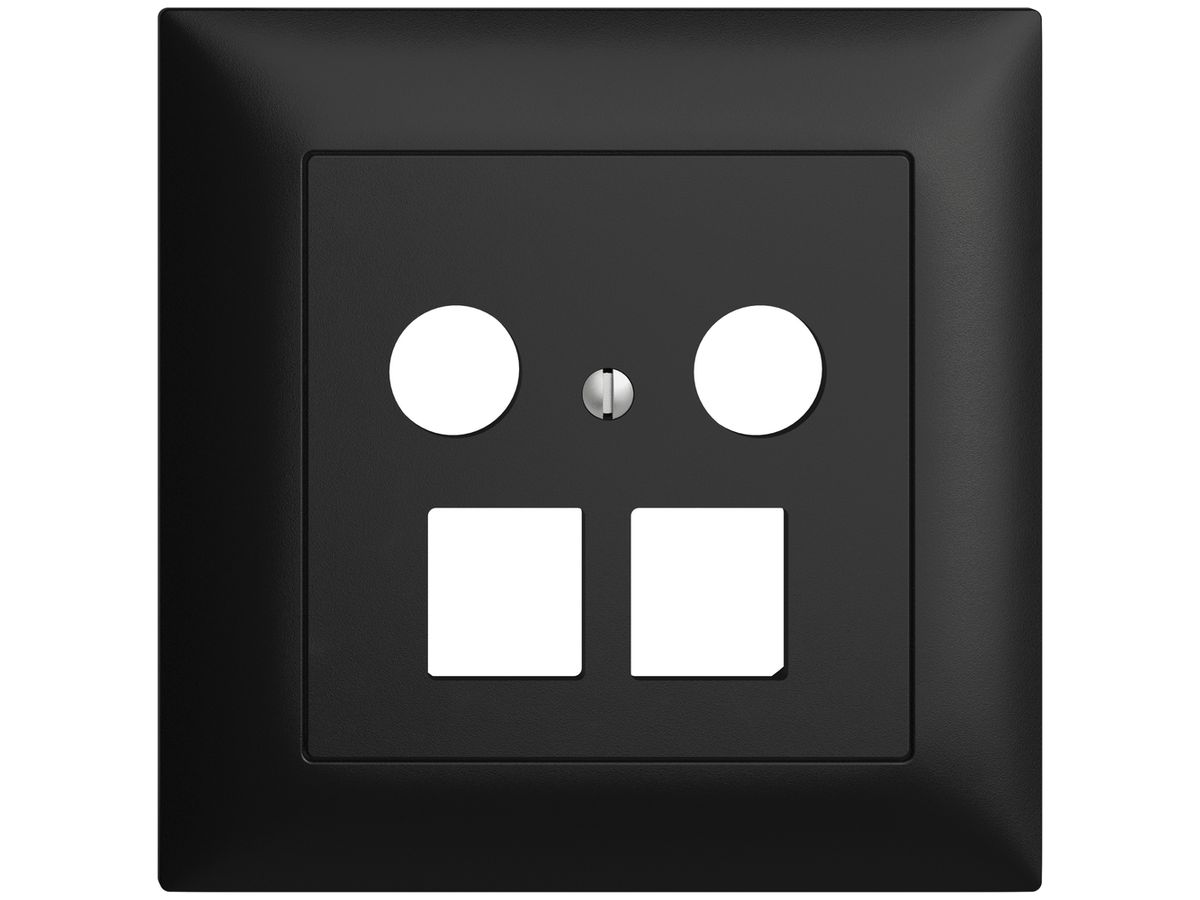 UP-Abdeckset Edue FMI, f.Multimediadose 5…2000MHz, f.2×RJ45 Keystone schwarz
