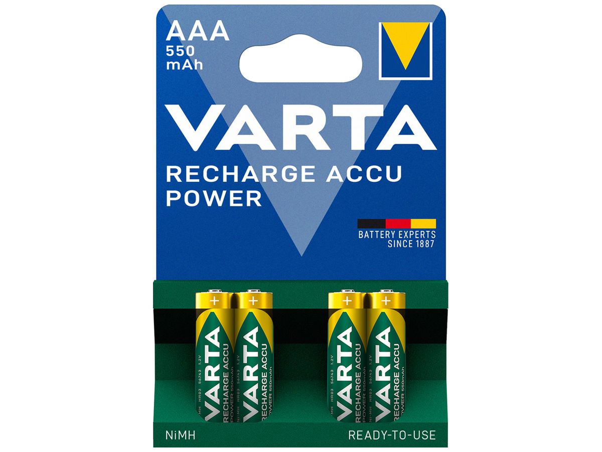 Akku VARTA Power NiMH HR03/AAA, 0.55Ah Blister à 4 Stück