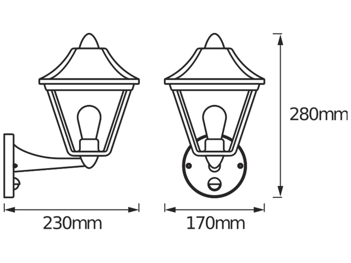 Wandleuchte LDV ENDURA CLASSIC TRAD UP E27 Sensor Aluminium anthrazit IP44