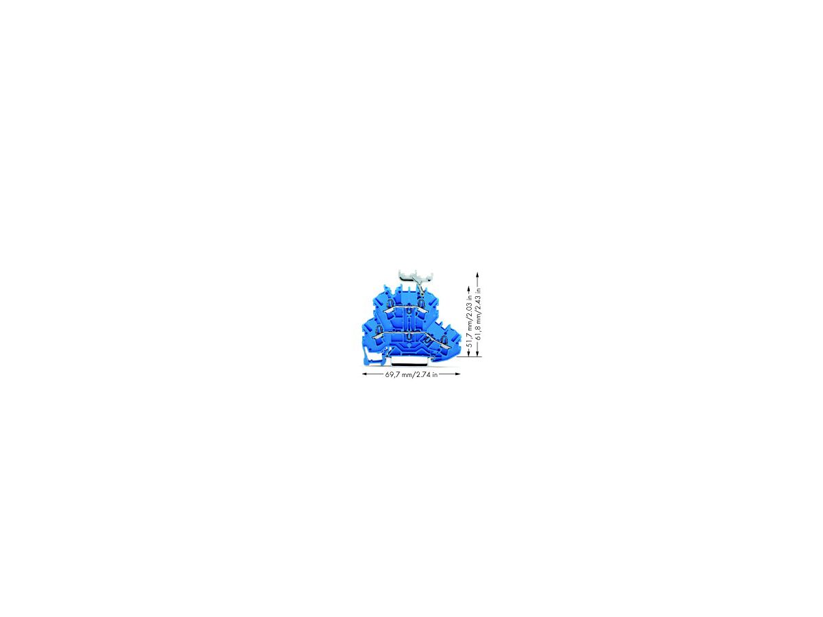 Doppelstockklemme WAGO TOPJOBS 2.5mm² N/N blau mit Beschr.-Träger