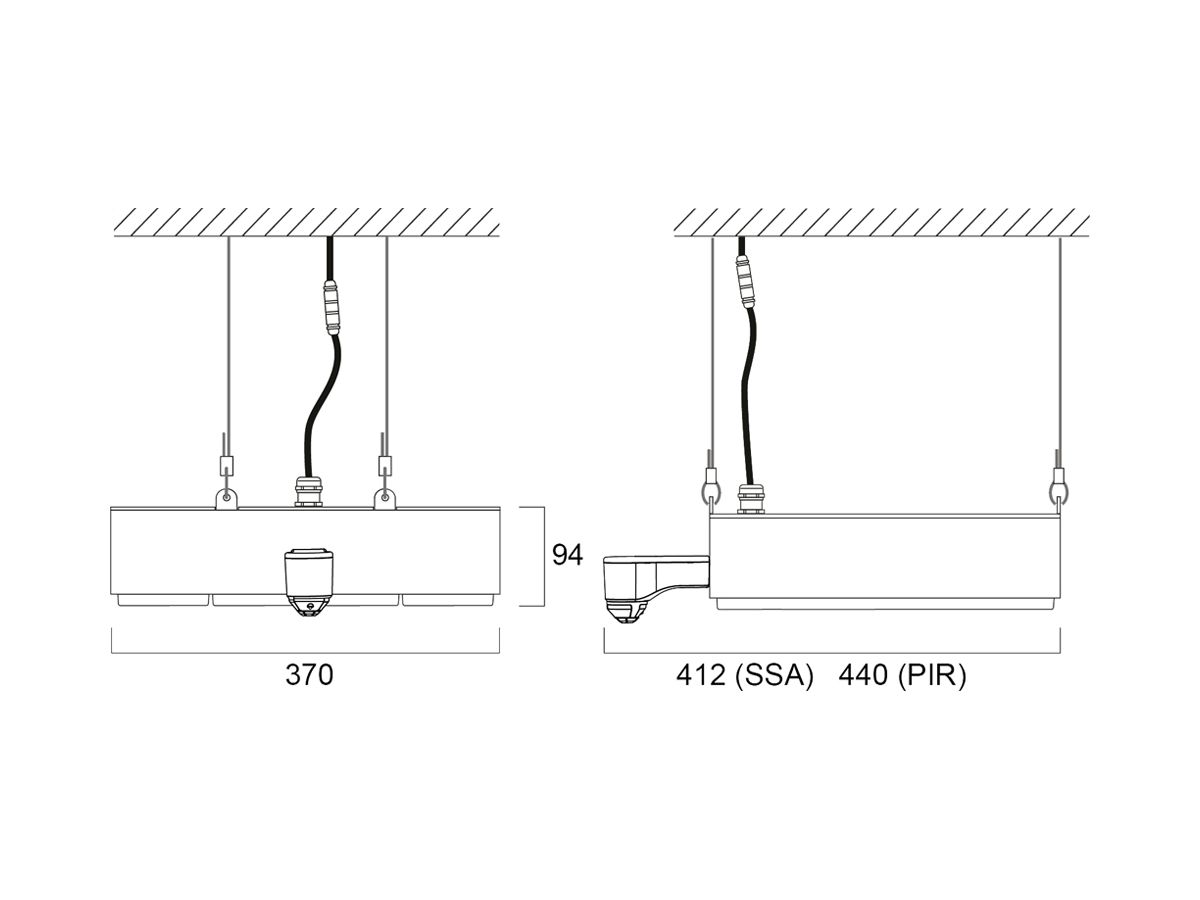 LED-Hallenstrahler Sylvania KubiXx AISLE PIR 110W 19700lm 840 IP65 DIM 440×370