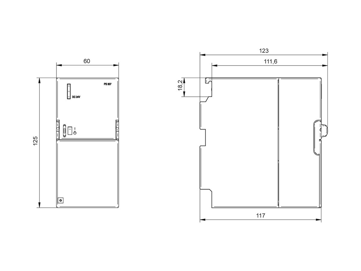 SPS-Spannungsversorgungsmodul Siemens SIMATIC PS307, IN:120/230VAC OUT:24VDC/5A