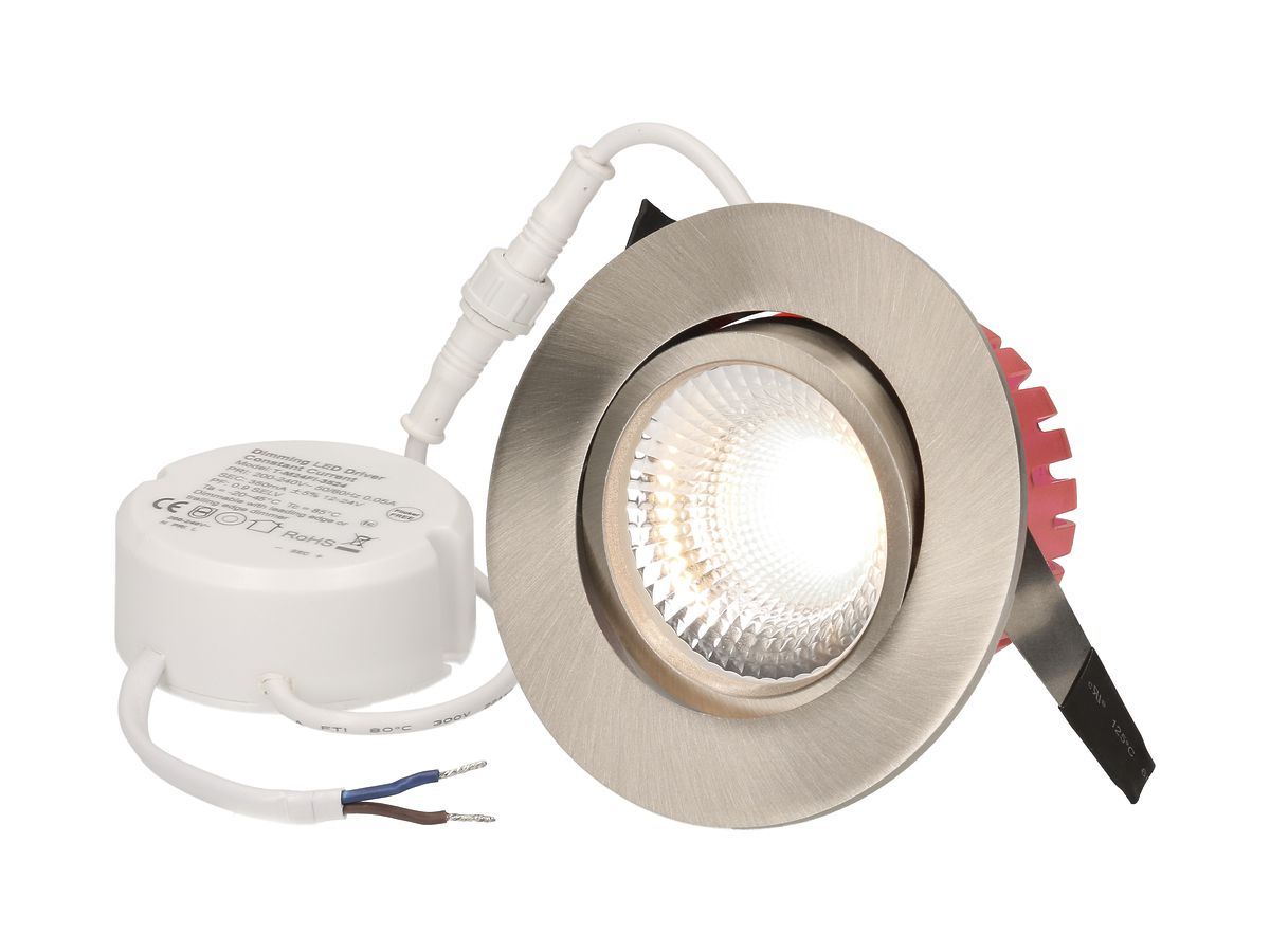 EB-LED-Spot maxLUCE SOLVO-IP65 8W 230V DIM 750lm 930 Loch-Ø80mm 38° IP65 nickel