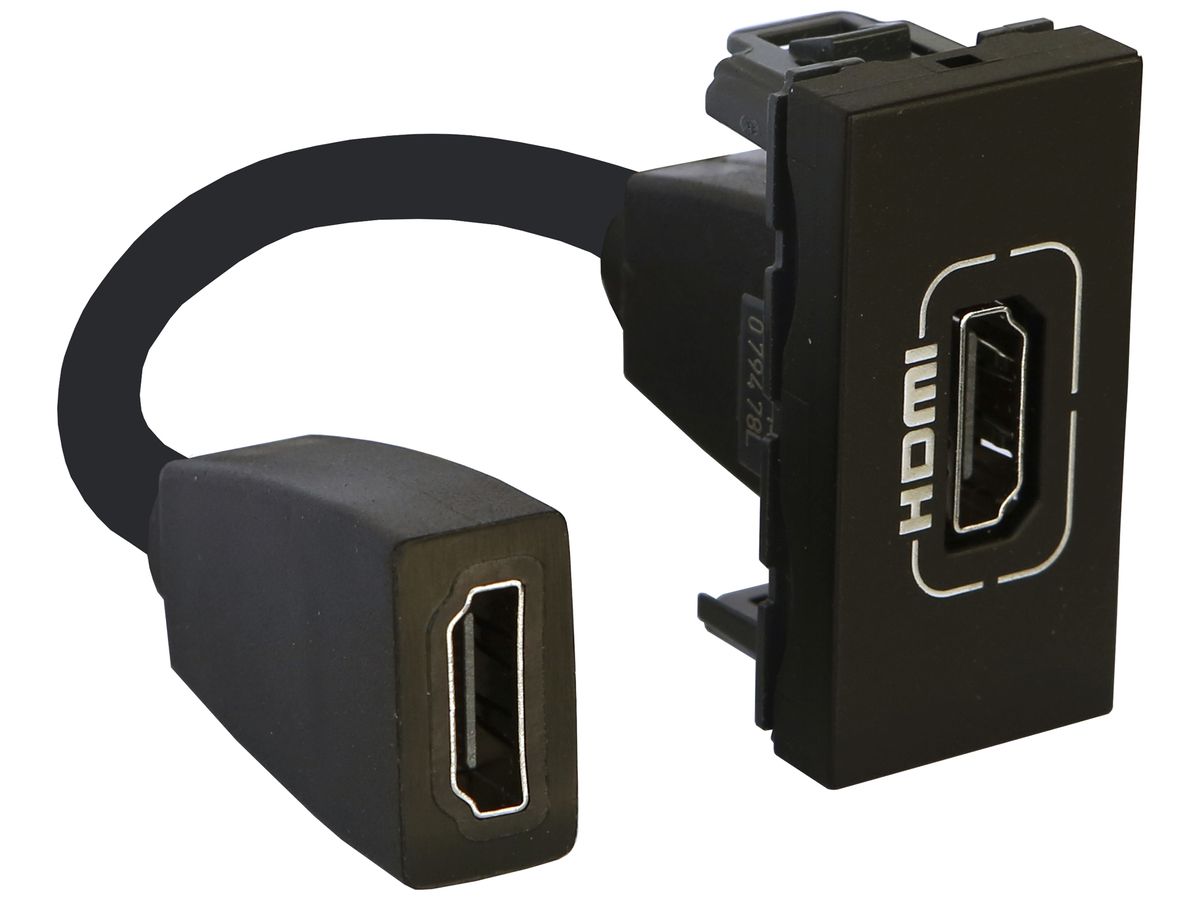 HDMI-Steckdose MOS vorkonfektioniert 1 Modul schwarz matt