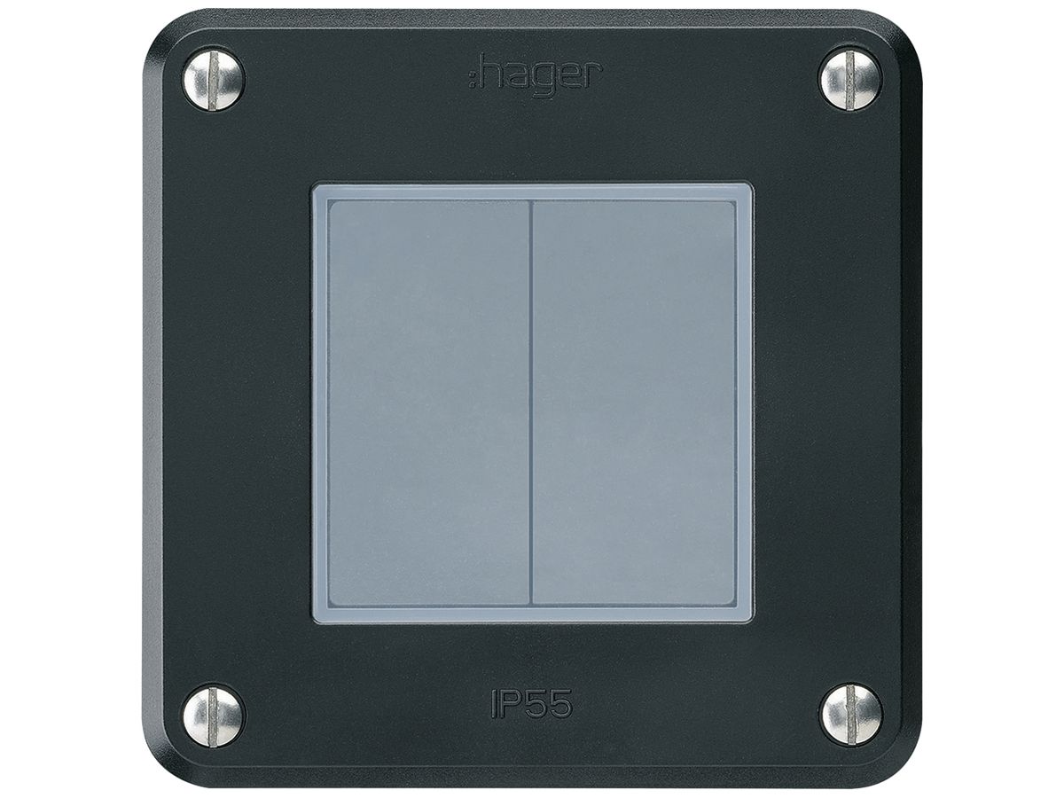 UP-KNX-Taster Hager BA robusto C 2-fach 86×86mm schwarz