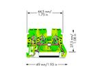 Durchgangsklemme WAGO 4mm² 3L grün-gelb