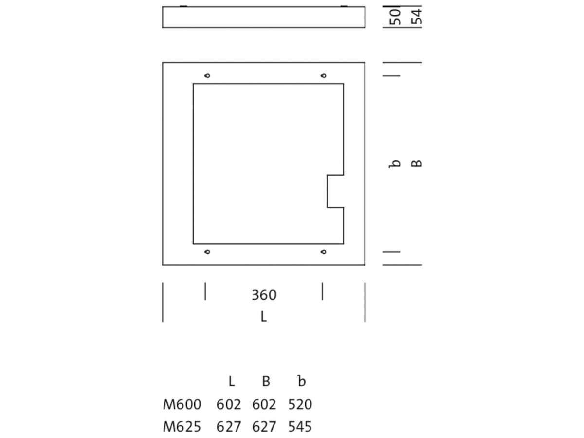 Anbaurahmen für LUXILED Panel 625×625×54mm, Stahl, weiss