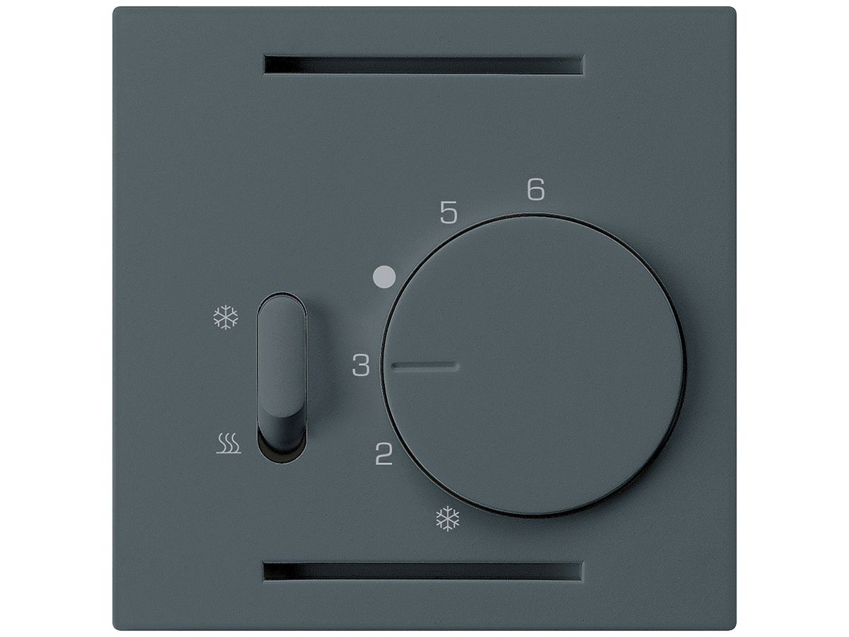 Frontplatte Hager kallysto, für Thermostat mit Schalter Heizen/Kühlen, anthrazit