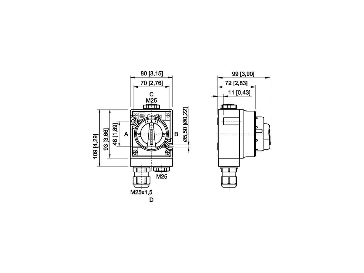 AP-Drehschalter STAHL 8040/11-V30-035-B, 2L, 16A, 690VAC