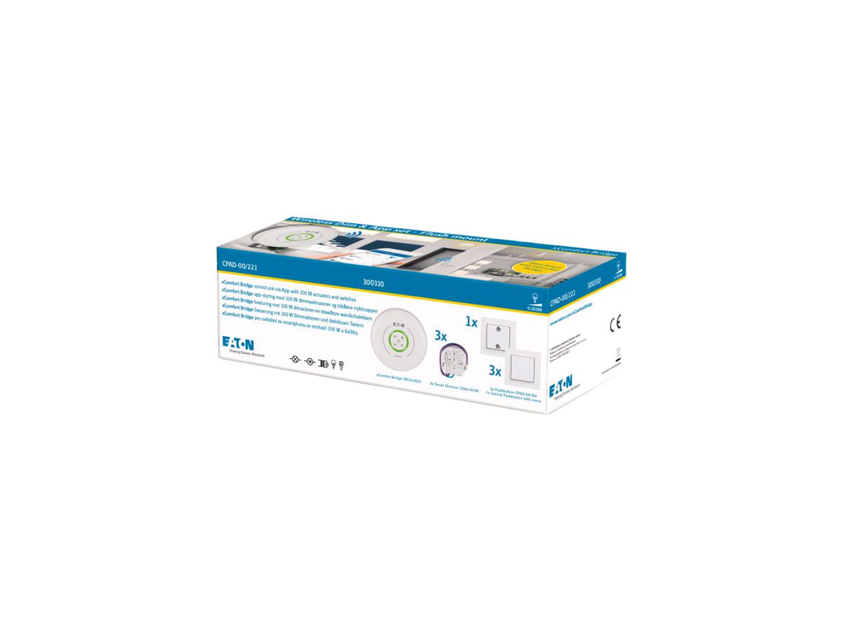 Starterpaket xComfort "Wireless Dim&App Flush Mount", inkl. Gateway "Bridge"