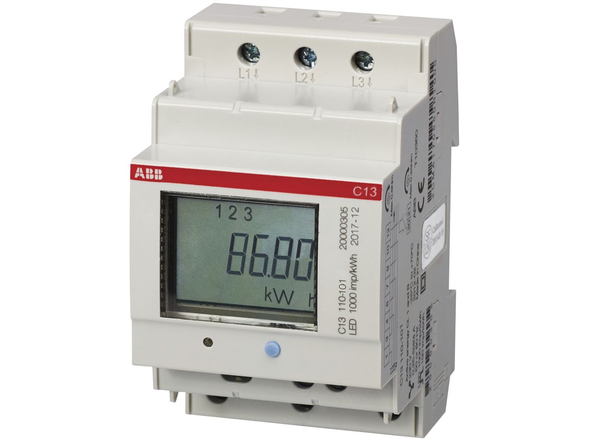 REG-Energiezähler ABB C13 110-301 IEC, 3×40A direkt, Stahl, IEC
