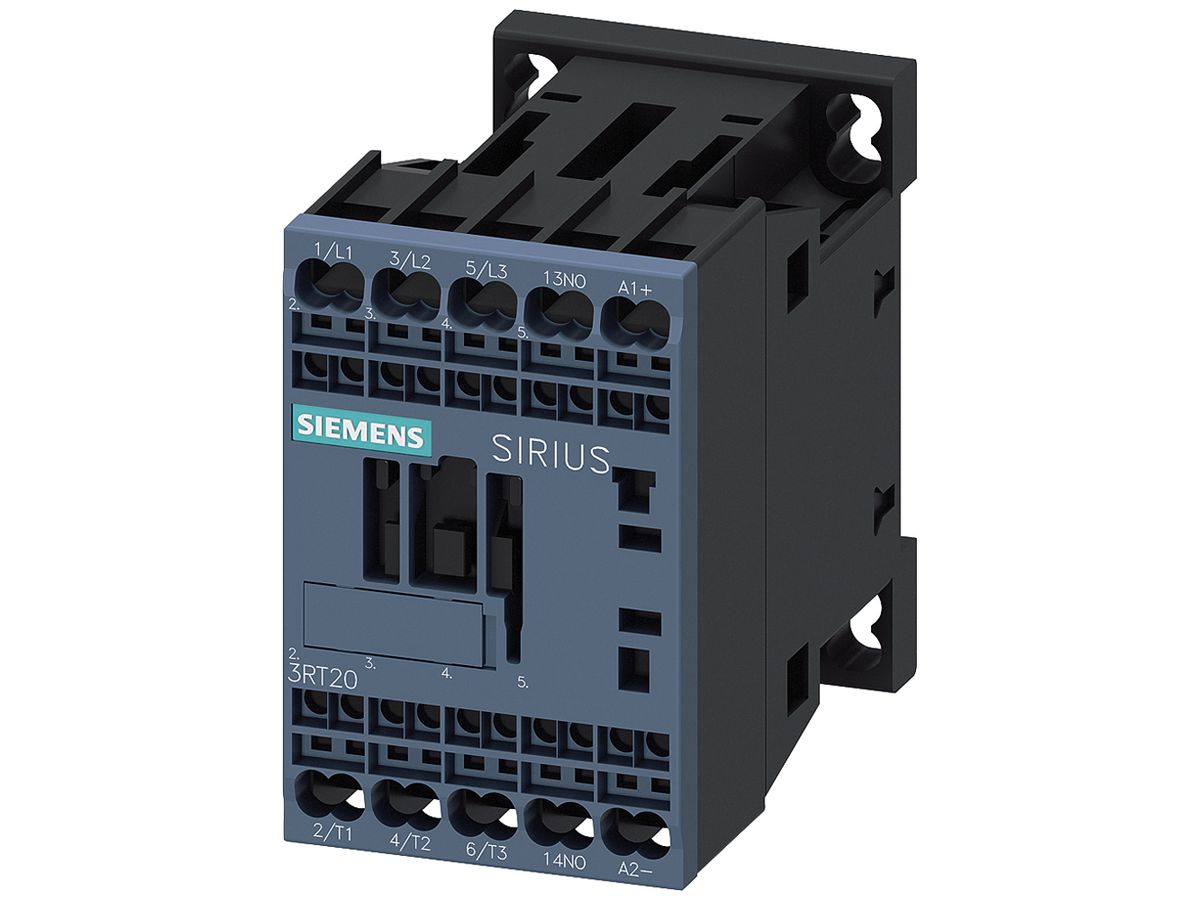 Leistungsschütz Siemens SIRIUS 3RT2 24VDC 3P 9A +1S+Diode Federzugklemmen