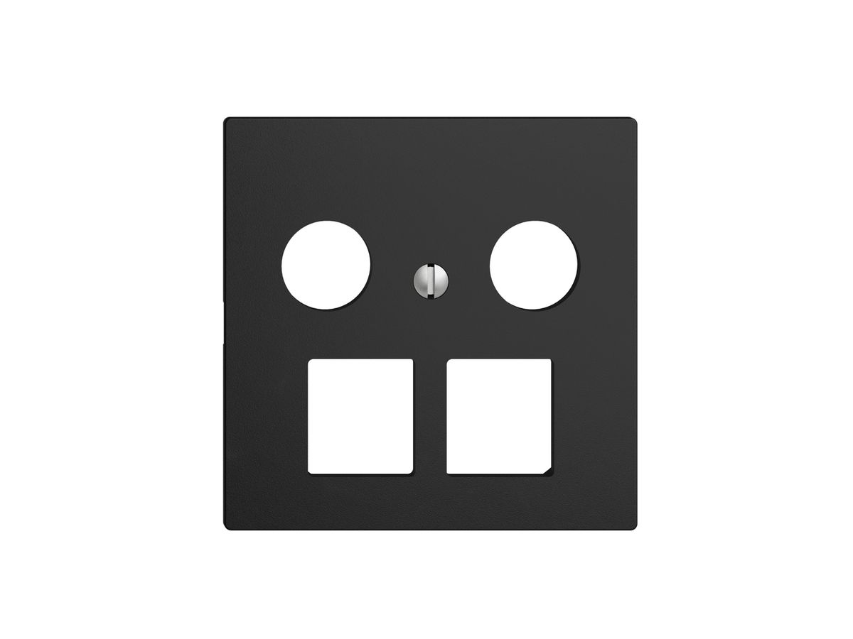 Abdeckset EDIZIOdue F, f.Multimediadose 5…2000MHz, f.2×RJ45 Keystone schwarz