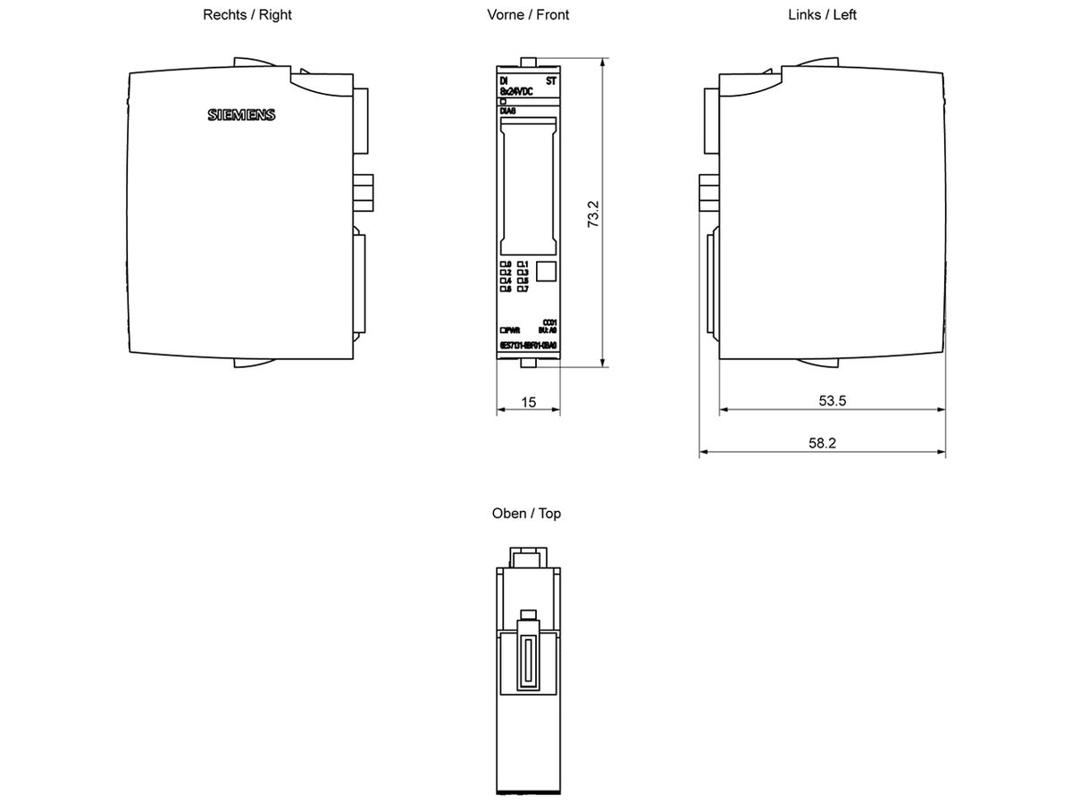 SPS-Eingabemodul Siemens SIMATIC ET200SP DI 8×24VDC ST A0 CC01