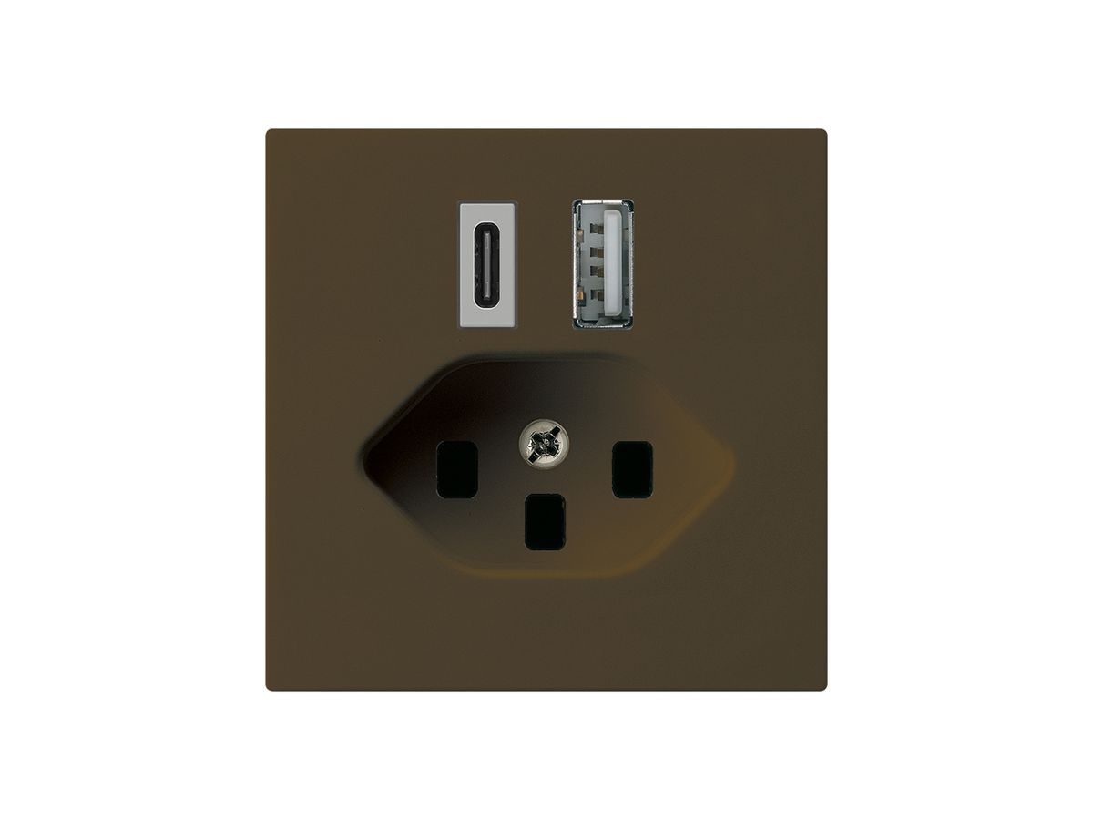 USB-Ladesteckdose kallysto 18W PD 1×Typ A 1×Typ C T23 braun